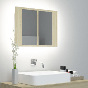 Berkfield LED Bathroom Mirror Cabinet Sonoma Oak 60x12x45 cm