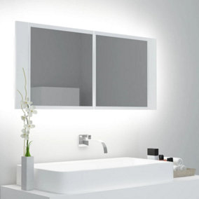 Berkfield LED Bathroom Mirror Cabinet White 100x12x45 cm