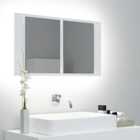 Berkfield LED Bathroom Mirror Cabinet White 80x12x45 cm