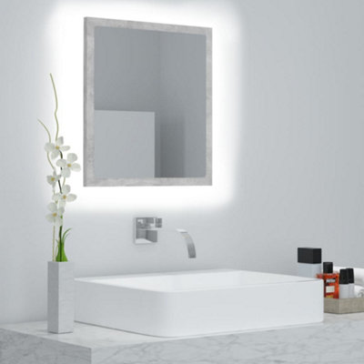 Berkfield LED Bathroom Mirror Concrete Grey 40x8.5x37 cm Engineered Wood Price Comparisons | Compare The Build