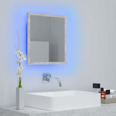 Berkfield LED Bathroom Mirror Concrete Grey 40x8.5x37 cm Engineered Wood