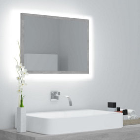 Berkfield LED Bathroom Mirror Concrete Grey 60x8.5x37 cm Engineered Wood