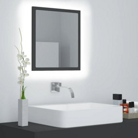Berkfield LED Bathroom Mirror Grey 40x8.5x37 cm Engineered Wood