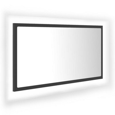 Berkfield LED Bathroom Mirror Grey 80x8.5x37 cm Engineered Wood