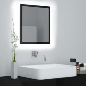 Berkfield LED Bathroom Mirror High Gloss Black 40x8.5x37 cm Engineered Wood