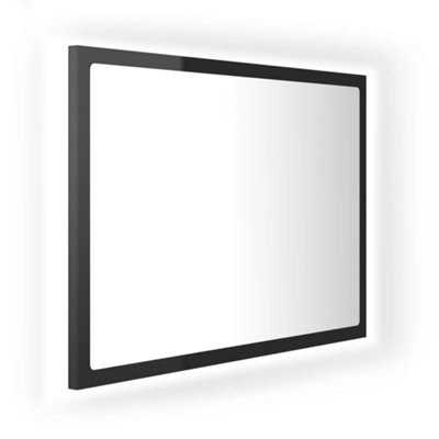 Berkfield LED Bathroom Mirror High Gloss Black 60x8.5x37 cm Engineered Wood
