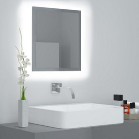 Berkfield LED Bathroom Mirror High Gloss Grey 40x8.5x37 cm Engineered Wood
