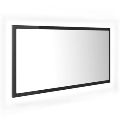 Berkfield LED Bathroom Mirror High Gloss Grey 90x8.5x37 cm Engineered Wood