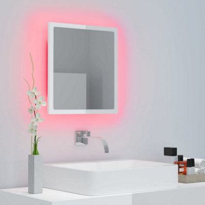 Berkfield LED Bathroom Mirror High Gloss White 40x8.5x37 cm Engineered Wood