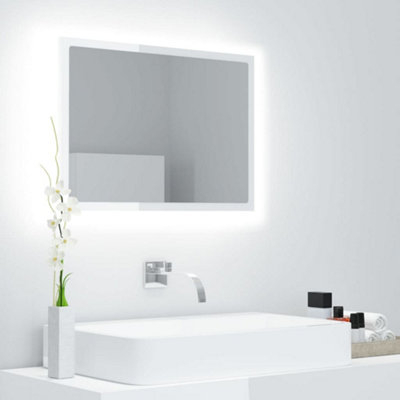 Berkfield LED Bathroom Mirror High Gloss White 60x8.5x37 cm Engineered Wood Price Comparisons | Compare The Build
