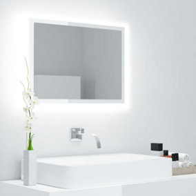 Berkfield LED Bathroom Mirror High Gloss White 60x8.5x37 cm Engineered Wood