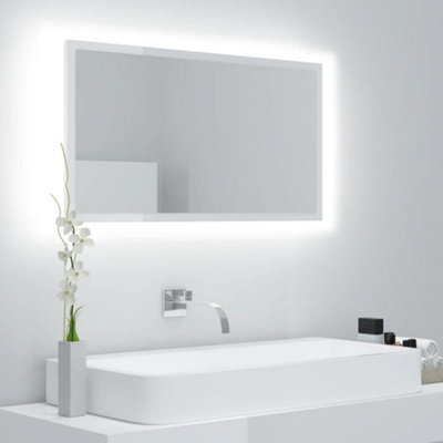 Berkfield LED Bathroom Mirror High Gloss White 80x8.5x37 cm Engineered Wood Price Comparisons | Compare The Build