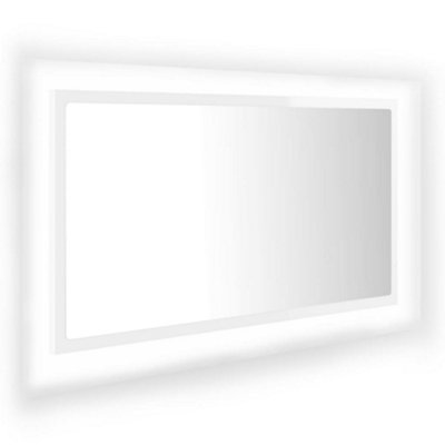 Berkfield LED Bathroom Mirror High Gloss White 80x8.5x37 cm Engineered Wood