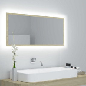 Berkfield LED Bathroom Mirror Sonoma Oak 100x8.5x37 cm Engineered Wood