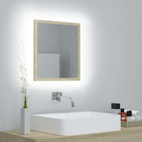 Berkfield LED Bathroom Mirror Sonoma Oak 40x8.5x37 cm Engineered Wood