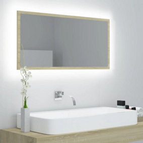 Berkfield LED Bathroom Mirror Sonoma Oak 90x8.5x37 cm Engineered Wood