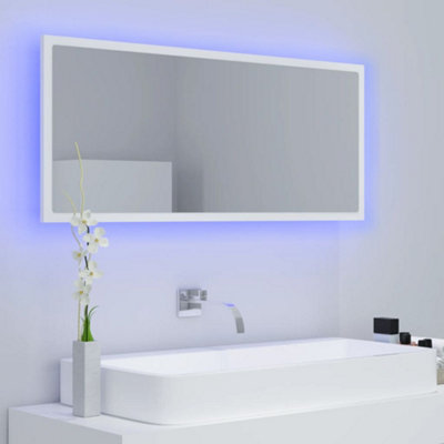 Berkfield LED Bathroom Mirror White 100x8.5x37 cm Engineered Wood