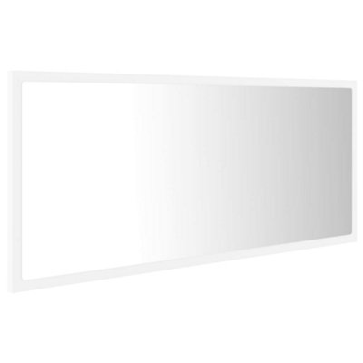 Berkfield LED Bathroom Mirror White 100x8.5x37 cm Engineered Wood