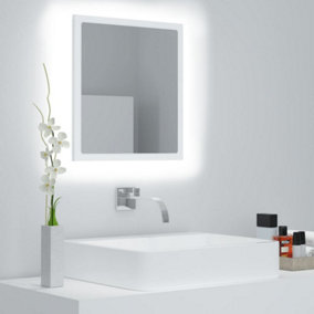 Berkfield LED Bathroom Mirror White 40x8.5x37 cm Engineered Wood