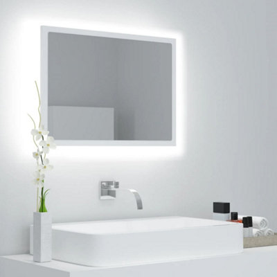 Berkfield LED Bathroom Mirror White 60x8.5x37 cm Engineered Wood Price Comparisons | Compare The Build