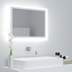 Berkfield LED Bathroom Mirror White 60x8.5x37 cm Engineered Wood