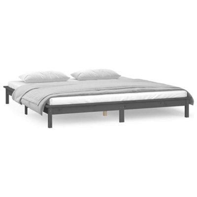 Berkfield LED Bed Frame without Mattress Grey 140x190 cm Solid Wood