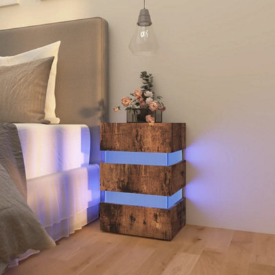 Berkfield LED Bedside Cabinet Smoked Oak 45x35x67 cm Engineered Wood