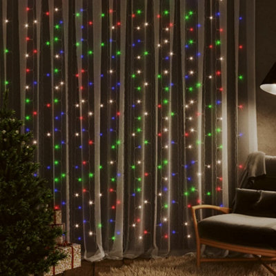 Berkfield LED Curtain Fairy Lights 3x3m 300 LED Colourful 8 Function Price Comparisons | Compare The Build