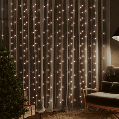 Berkfield LED Curtain Fairy Lights 3x3m 300 LED Warm White 8 Function