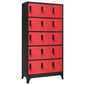 Berkfield Locker Cabinet Anthracite and Red 90x40x180 cm Steel