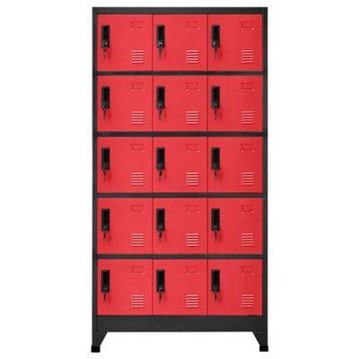 Berkfield Locker Cabinet Anthracite and Red 90x40x180 cm Steel