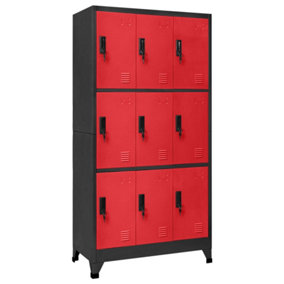 Berkfield Locker Cabinet Anthracite and Red 90x45x180 cm Steel