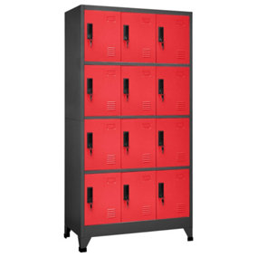 Berkfield Locker Cabinet Anthracite and Red 90x45x180 cm Steel