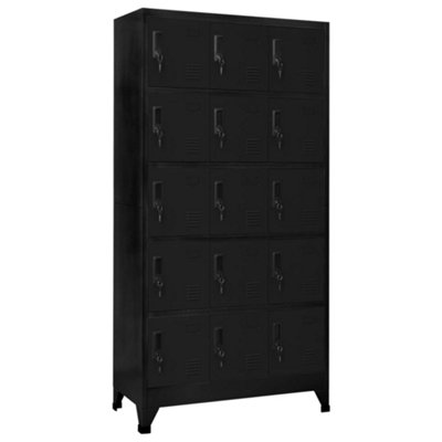 Berkfield Locker Cabinet Black 90x40x180 cm Steel | DIY at B&Q