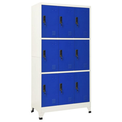 Berkfield Locker Cabinet Grey and Blue 90x45x180 cm Steel | DIY at B&Q