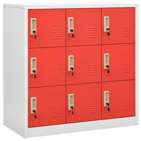 Berkfield Locker Cabinet Light Grey and Red 90x45x92.5 cm Steel
