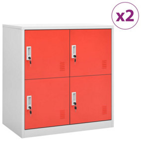 Berkfield Locker Cabinets 2 pcs Light Grey and Red 90x45x92.5 cm Steel