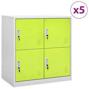 Berkfield Locker Cabinets 5 pcs Light Grey and Green 90x45x92.5 cm Steel