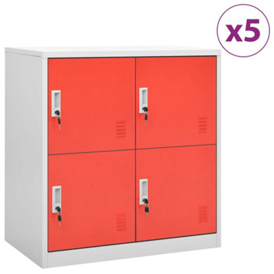 Berkfield Locker 5 pcs Light Grey and Red 90x45x92.5 cm Steel