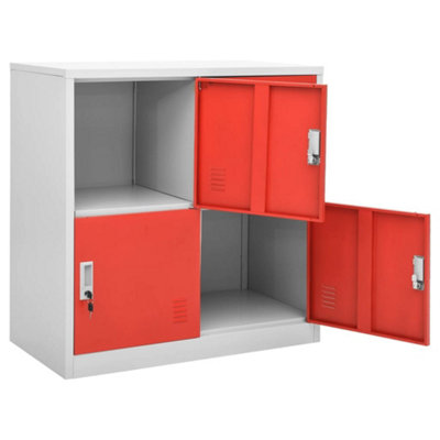 Berkfield Locker Cabinets 5 pcs Light Grey and Red 90x45x92.5 cm Steel