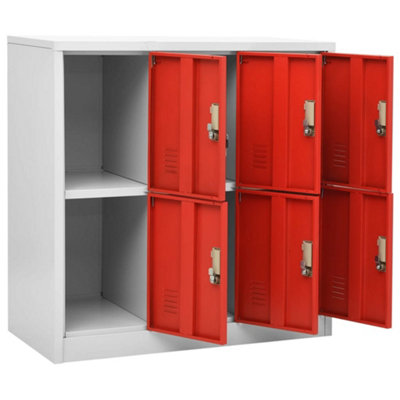 Berkfield Locker Cabinets 5 pcs Light Grey and Red 90x45x92.5 cm Steel