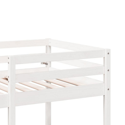 Berkfield Loft Bed Frame with Desk and Chairs White 90x190cm Solid Wood ...