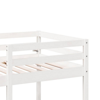 Berkfield Loft Bed Frame with Desk and Chairs White 90x200cm Solid Wood ...