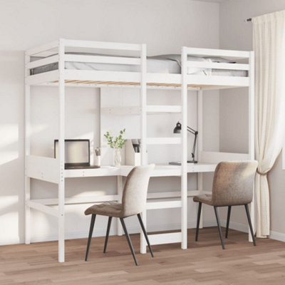 Berkfield Loft Bed Frame without Mattress White 90x190cm Solid Wood Pine