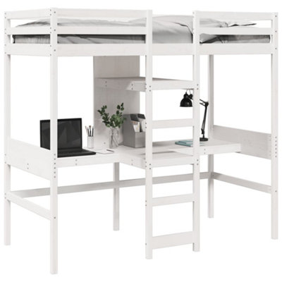 Berkfield Loft Bed Frame without Mattress White 90x190cm Solid Wood Pine