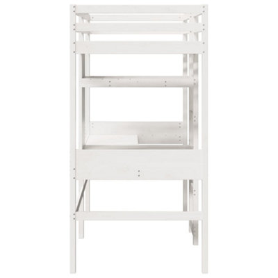 Berkfield Loft Bed Frame without Mattress White 90x190cm Solid Wood Pine