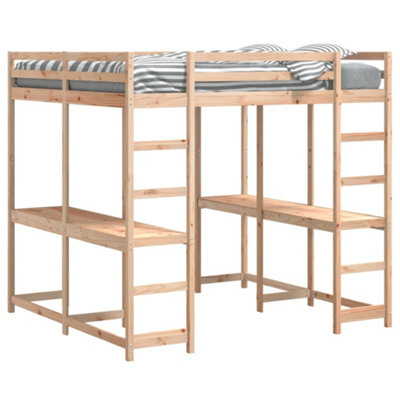 Berkfield Loft Bed with Desk and Ladder 180x200 cm Super King Solid ...