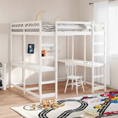 Berkfield Loft Bed with Desk and Ladder White 180x200 cm Super King ...