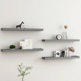 Berkfield Loggia Wall Shelves 4 pcs Grey 80x15x4 cm MDF