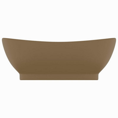 Berkfield Luxury Basin Overflow Oval Matt Cream 58.5x39 cm Ceramic